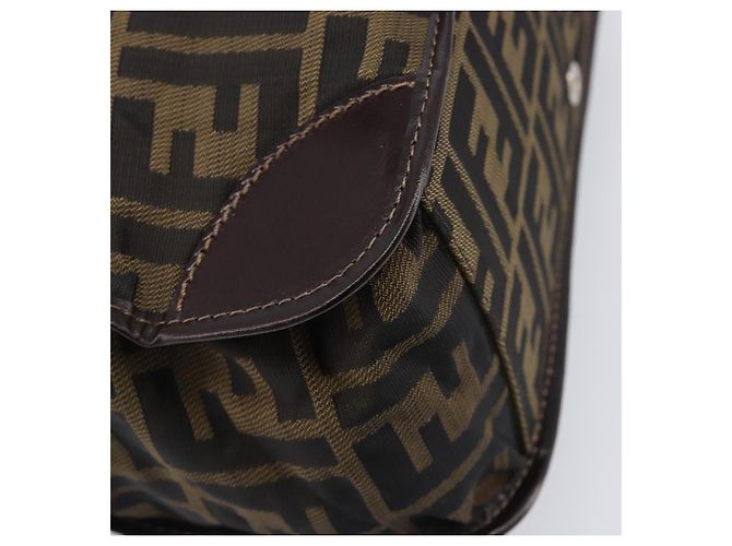 Borsa a mano FENDI Zucca Canvas Nero Marrone Auth ep16123 - vista 16