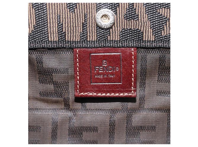 Borsa a mano FENDI Zucca Canvas Nero Marrone Auth ep16123 - vista 17