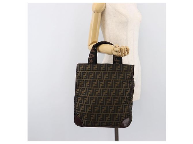 Borsa a mano FENDI Zucca Canvas Nero Marrone Auth ep16123 - vista 20