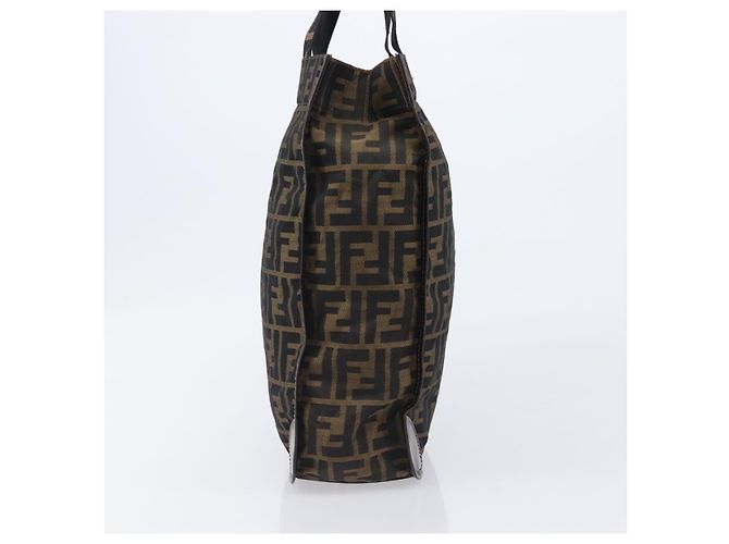 Borsa a mano FENDI Zucca Canvas Nero Marrone Auth ep16123 - vista 3