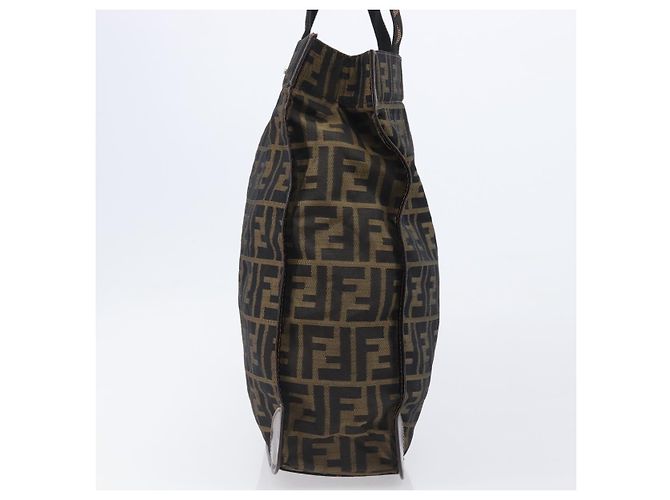 Borsa a mano FENDI Zucca Canvas Nero Marrone Auth ep16123 - vista 4