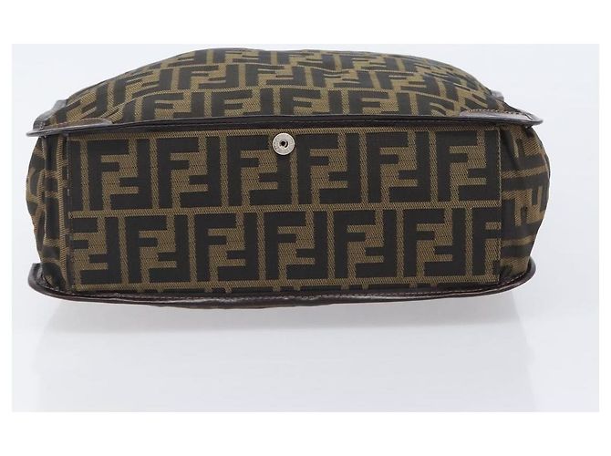Borsa a mano FENDI Zucca Canvas Nero Marrone Auth ep16123 - vista 5