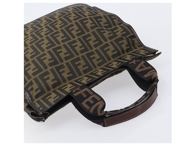 Borsa a mano FENDI Zucca Canvas Nero Marrone Auth ep16123 - vista 6