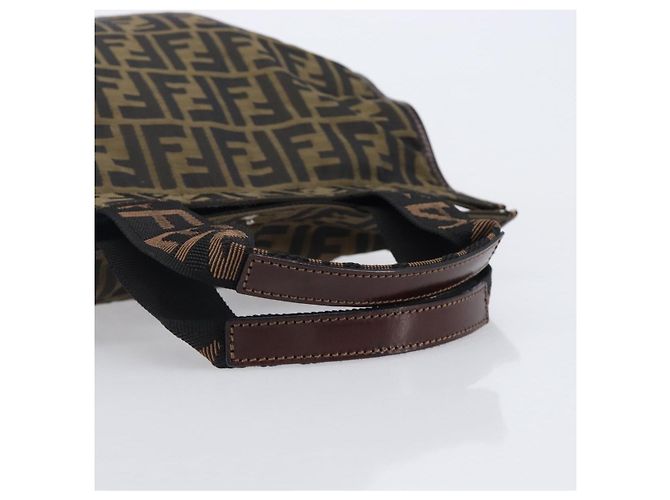 Borsa a mano FENDI Zucca Canvas Nero Marrone Auth ep16123 - vista 7