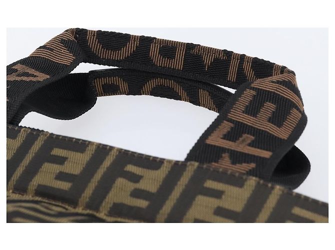 Borsa a mano FENDI Zucca Canvas Nero Marrone Auth ep16123 - vista 8