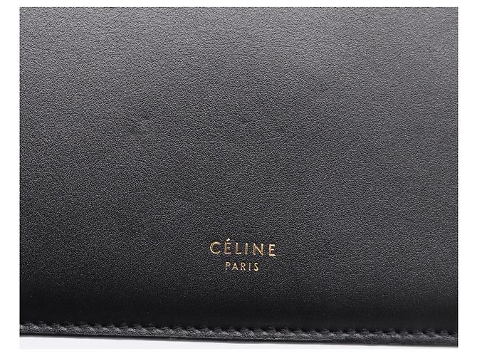 Céline CELINE Soft Clasp Medium Shoulder Bag Leather Black Gold Tone Auth mr3051SM Schwarz - Ansicht 17