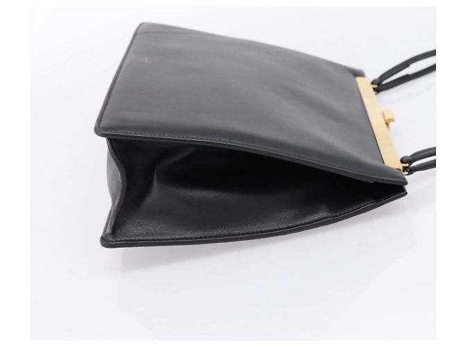 Céline CELINE Soft Clasp Medium Shoulder Bag Leather Black Gold Tone Auth mr3051SM Schwarz - Ansicht 4