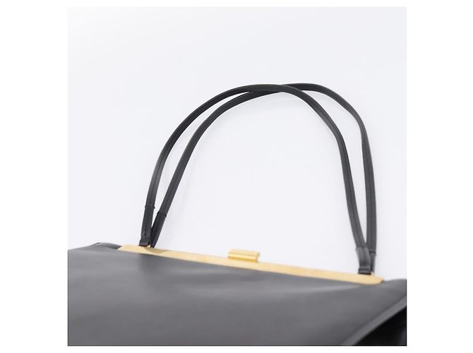Céline CELINE Soft Clasp Medium Shoulder Bag Leather Black Gold Tone Auth mr3051SM Schwarz - Ansicht 8