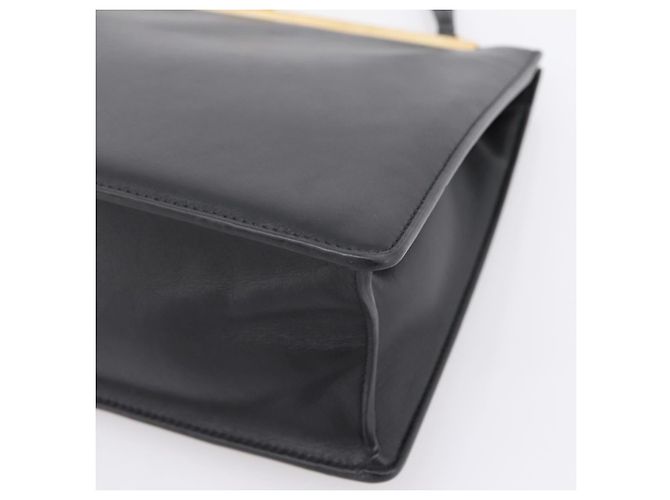 Céline CELINE Soft Clasp Medium Shoulder Bag Leather Black Gold Tone Auth mr3051SM Schwarz - Ansicht 9