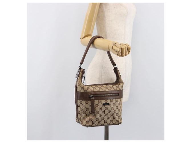 Borsa a tracolla GUCCI GG Canvas Beige Silver 001 4299 Auth ep15906 Argento - vista 31