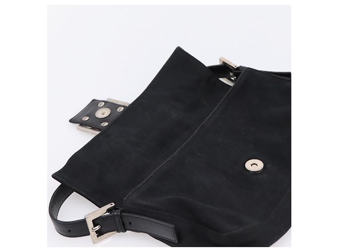 Borsa a spalla FENDI Mamma Baguette in jersey di cotone nero e argento 26424 Auth ep16064A - vista 19