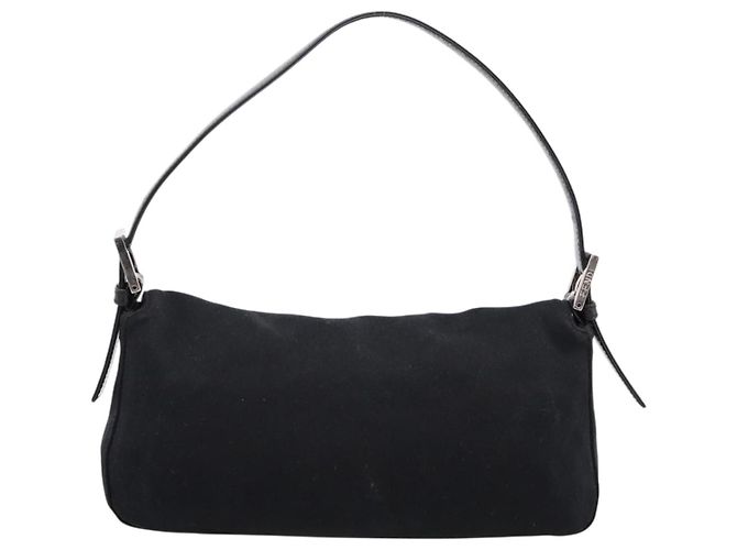 Borsa a spalla FENDI Mamma Baguette in jersey di cotone nero e argento 26424 Auth ep16064A - vista 2