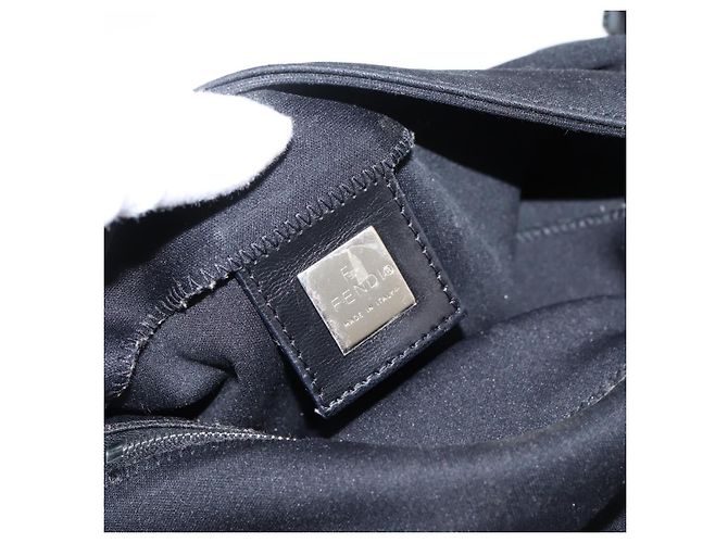 Borsa a spalla FENDI Mamma Baguette in jersey di cotone nero e argento 26424 Auth ep16064A - vista 20