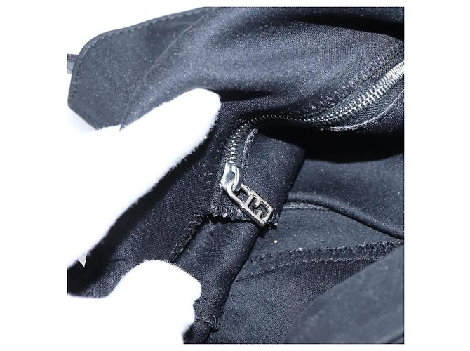 Borsa a spalla FENDI Mamma Baguette in jersey di cotone nero e argento 26424 Auth ep16064A - vista 23