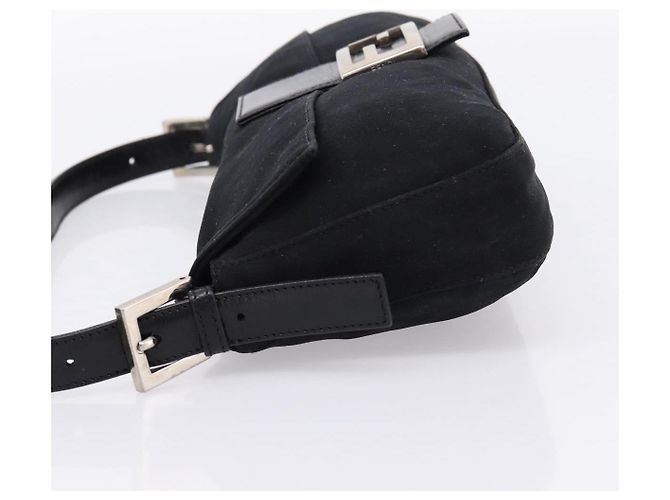 Borsa a spalla FENDI Mamma Baguette in jersey di cotone nero e argento 26424 Auth ep16064A - vista 3