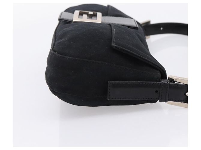 Borsa a spalla FENDI Mamma Baguette in jersey di cotone nero e argento 26424 Auth ep16064A - vista 4