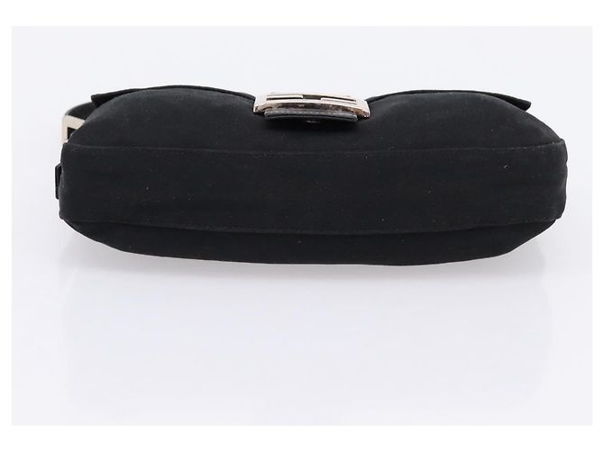 Borsa a spalla FENDI Mamma Baguette in jersey di cotone nero e argento 26424 Auth ep16064A - vista 5