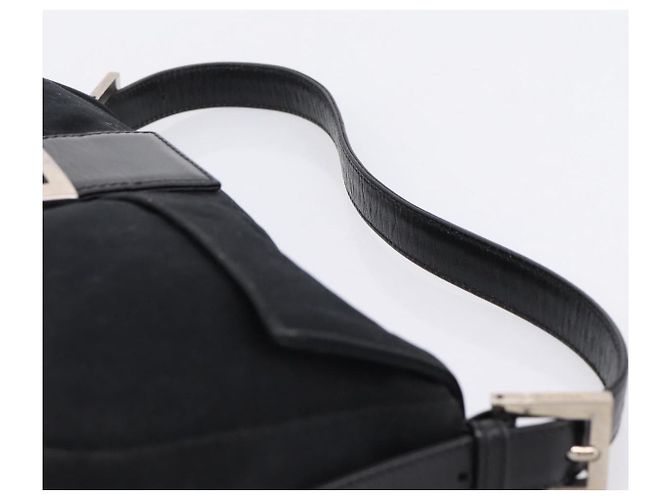 Borsa a spalla FENDI Mamma Baguette in jersey di cotone nero e argento 26424 Auth ep16064A - vista 8