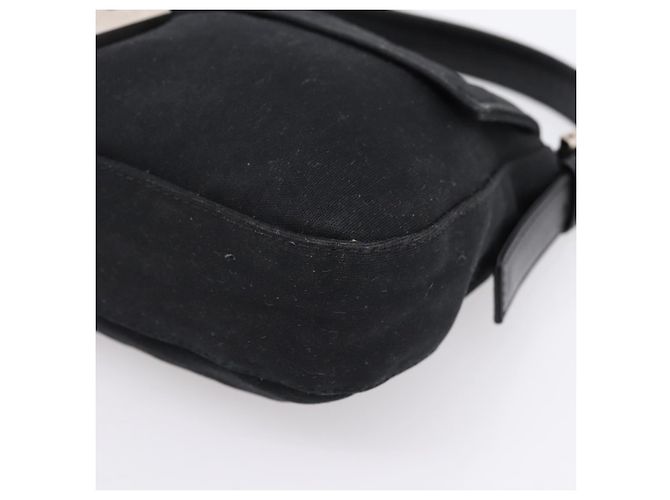 Borsa a spalla FENDI Mamma Baguette in jersey di cotone nero e argento 26424 Auth ep16064A - vista 9