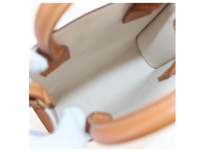 Céline CELINE Vertical Mini Hand Bag Canvas 2way Beige Auth 202496M - vista 10
