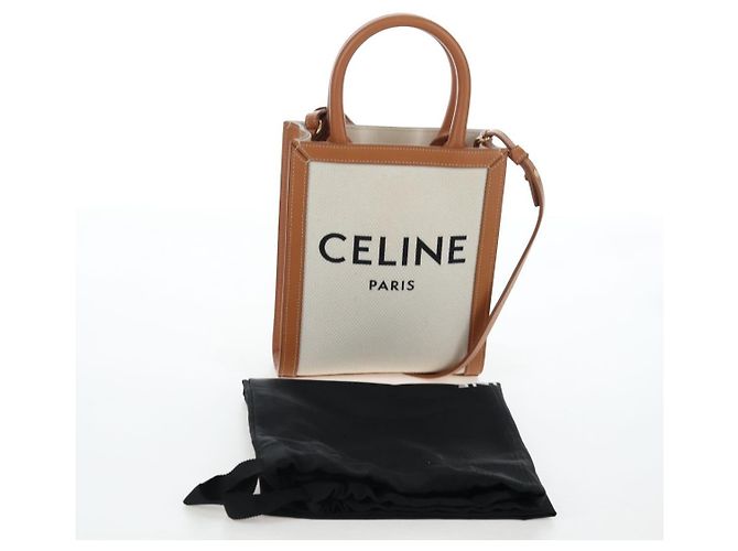 Céline CELINE Vertical Mini Hand Bag Canvas 2way Beige Auth 202496M - vista 12