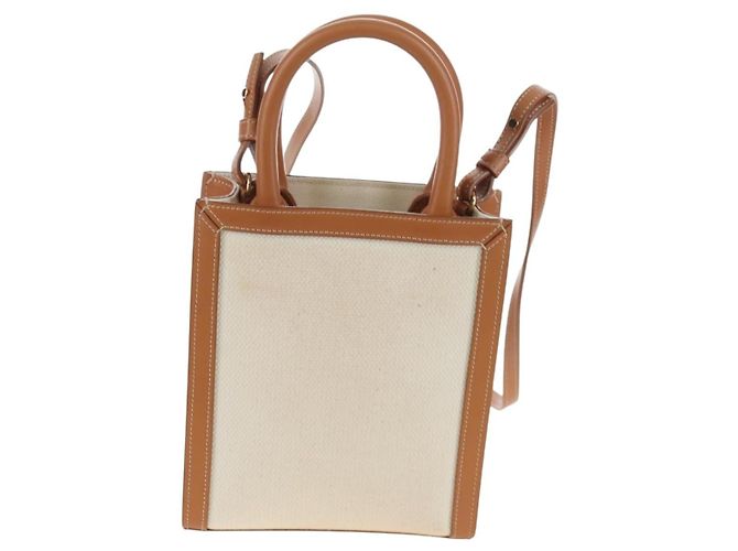 Céline CELINE Vertical Mini Hand Bag Canvas 2way Beige Auth 202496M - vista 2