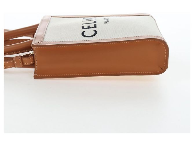 Céline CELINE Vertical Mini Hand Bag Canvas 2way Beige Auth 202496M - vista 4