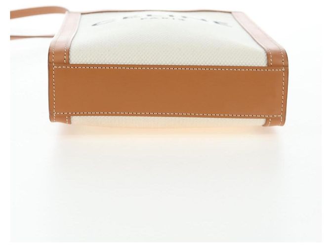 Céline CELINE Vertical Mini Hand Bag Canvas 2way Beige Auth 202496M - vista 6