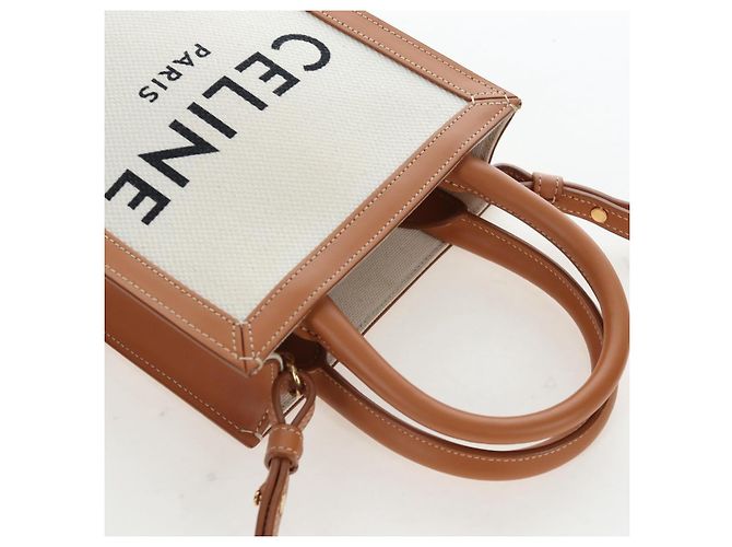 Céline CELINE Vertical Mini Hand Bag Canvas 2way Beige Auth 202496M - vista 7