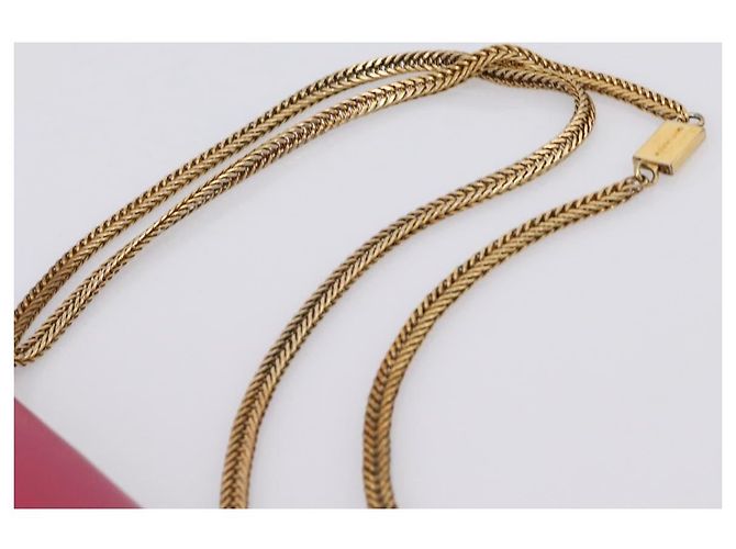 Autre Marque Borsa a tracolla con catena SAINT LAURENT in pelle Pink Gold Auth bs37328 Rosa D'oro - vista 14