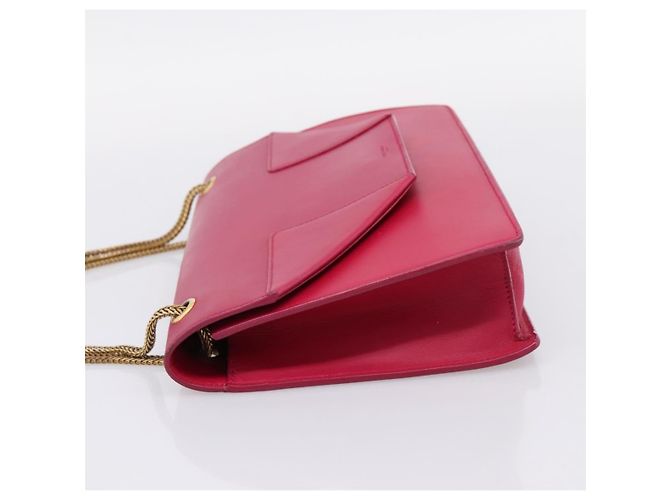 Autre Marque Borsa a tracolla con catena SAINT LAURENT in pelle Pink Gold Auth bs37328 Rosa D'oro - vista 3