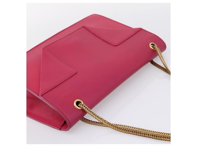 Autre Marque Borsa a tracolla con catena SAINT LAURENT in pelle Pink Gold Auth bs37328 Rosa D'oro - vista 6