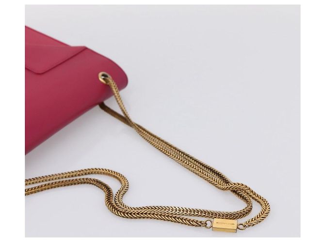Autre Marque Borsa a tracolla con catena SAINT LAURENT in pelle Pink Gold Auth bs37328 Rosa D'oro - vista 7