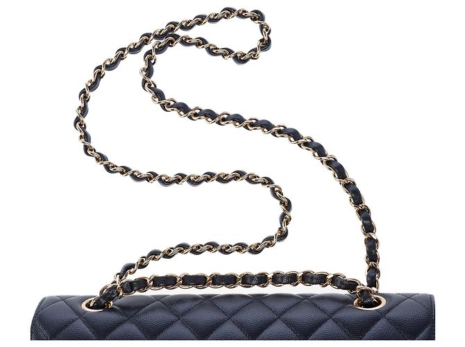 Borsa CHANEL Timeless/Classique in Pelle Blu Navy - 103954 - vista 10