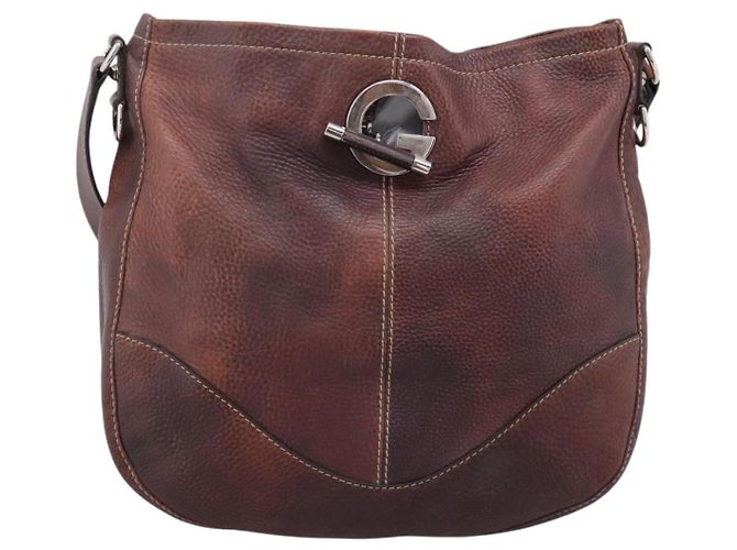 Borsa a tracolla GUCCI in pelle rosso vino argento Auth ep16283 Bordò - vista 13