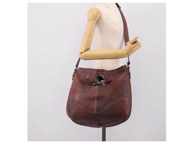 Borsa a tracolla GUCCI in pelle rosso vino argento Auth ep16283 Bordò - vista 22