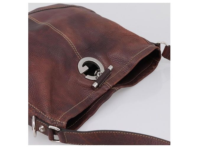 Borsa a tracolla GUCCI in pelle rosso vino argento Auth ep16283 Bordò - vista 6