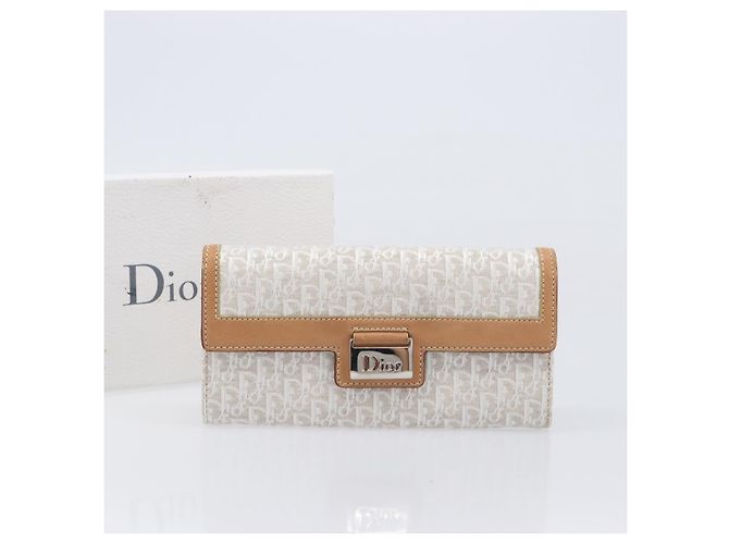 Cartera larga Christian Dior Trotter Canvas Blanco Plata Auth bs37382V - vista 12