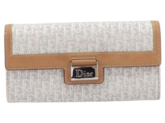 Cartera larga Christian Dior Trotter Canvas Blanco Plata Auth bs37382V - vista 13