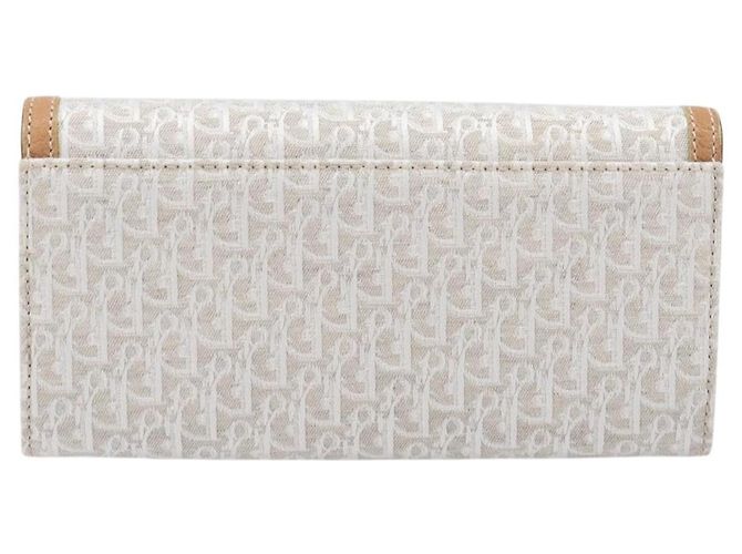 Cartera larga Christian Dior Trotter Canvas Blanco Plata Auth bs37382V - vista 2