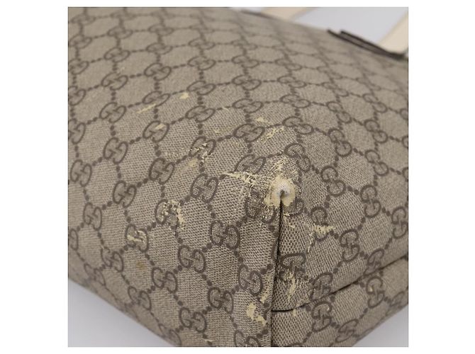 Borsa Tote GUCCI GG Supreme PVC Beige Silver 211137 Auth BA16169 Argento - vista 10