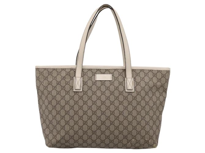 Borsa Tote GUCCI GG Supreme PVC Beige Silver 211137 Auth BA16169 Argento - vista 13