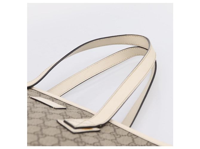 Borsa Tote GUCCI GG Supreme PVC Beige Silver 211137 Auth BA16169 Argento - vista 14