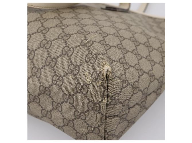 Borsa Tote GUCCI GG Supreme PVC Beige Silver 211137 Auth BA16169 Argento - vista 16