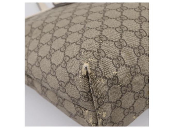 Borsa Tote GUCCI GG Supreme PVC Beige Silver 211137 Auth BA16169 Argento - vista 17