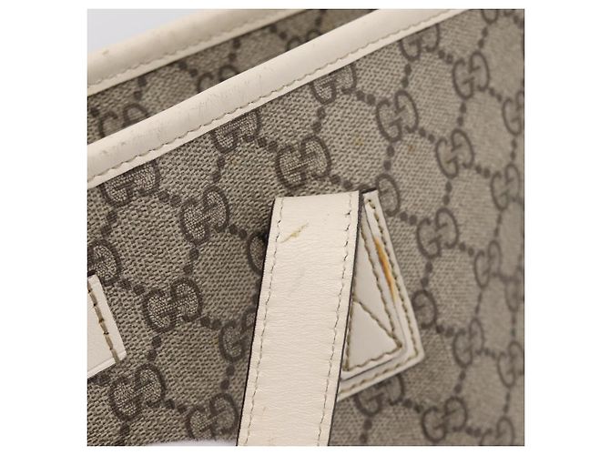 Borsa Tote GUCCI GG Supreme PVC Beige Silver 211137 Auth BA16169 Argento - vista 19