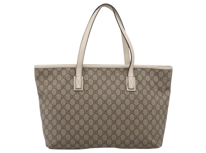 Borsa Tote GUCCI GG Supreme PVC Beige Silver 211137 Auth BA16169 Argento - vista 2
