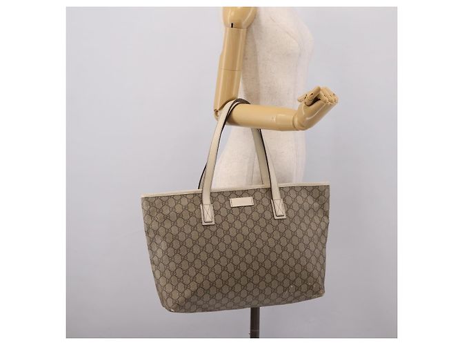 Borsa Tote GUCCI GG Supreme PVC Beige Silver 211137 Auth BA16169 Argento - vista 25