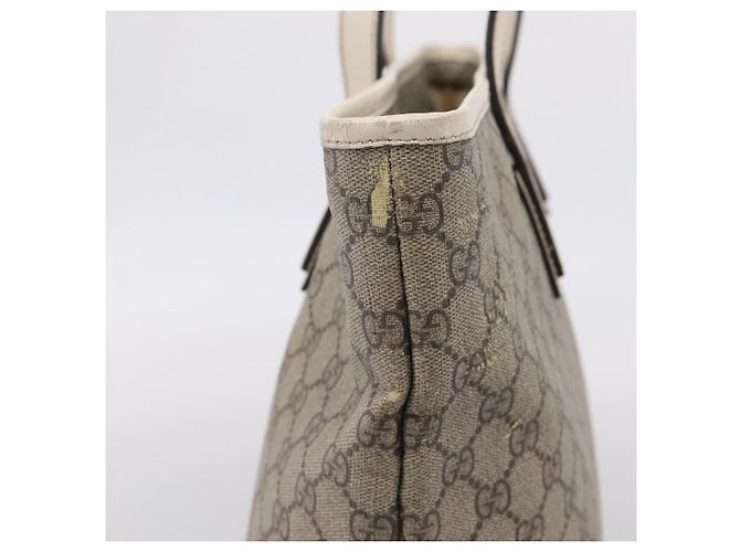 Borsa Tote GUCCI GG Supreme PVC Beige Silver 211137 Auth BA16169 Argento - vista 4