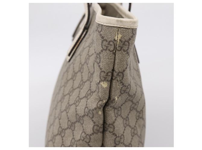 Borsa Tote GUCCI GG Supreme PVC Beige Silver 211137 Auth BA16169 Argento - vista 6